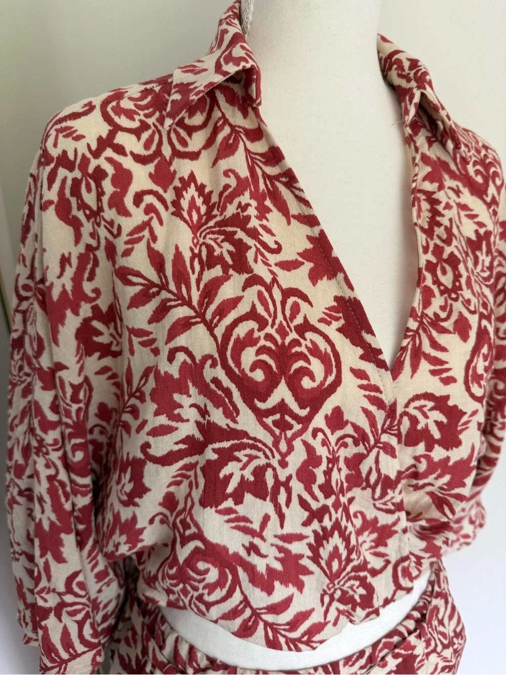 Zara Red and Cream Floral Relaxed Matching Set